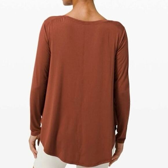 Lululemon Up for Down Time Long Sleeve Dark Terracotta Size 4 - Picture 6 of 8
